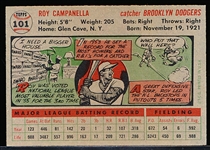1956 Topps Baseball- #101 Roy Campanella, Dodgers- Gray Back