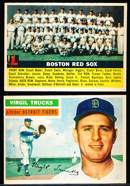1956 Topps Baseball- 2 Cards- Gray Backs