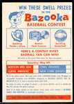 1957 Topps Baseball- Contest Card #1- Sat May 4th
