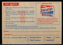 1957 Topps Baseball- Contest Card #1- Sat May 4th