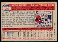 1957 Topps Baseball- #24 Bill Mazeroski RC, Pirates