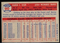 1957 Topps Baseball- #90 Warren Spahn, Braves
