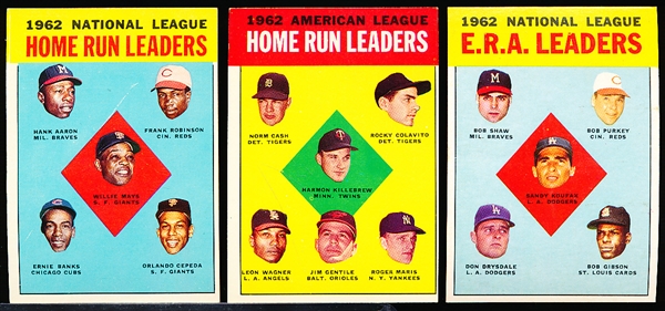 1963 Topps Baseball- 3 Diff Leaders