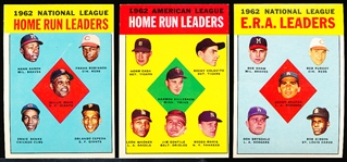 1963 Topps Baseball- 3 Diff Leaders