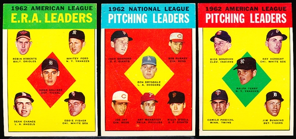 1963 Topps Baseball- 3 Diff Leaders