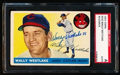 Autographed 1955 Topps Baseball- #102 Wally Westlake, Cleveland- SGC Certified & Encapsulated