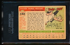 Autographed 1955 Topps Baseball- #102 Wally Westlake, Cleveland- SGC Certified & Encapsulated