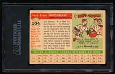 Autographed 1955 Topps Baseball- #104 Jack Harshman, White Sox- SGC Certified & Encapsulated