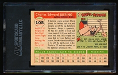 Autographed 1955 Topps Baseball- #105 Chuck Diering, Orioles- SGC Certified & Encapsulated