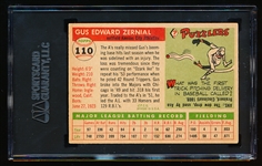 Autographed 1955 Topps Baseball- #110 Gus Zernial, KC A’s- SGC Certified & Encapsulated