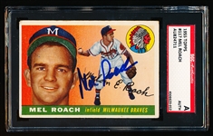 Autographed 1955 Topps Baseball- #117 Mel Roach, Milw. Braves- SGC Certified & Encapsulated