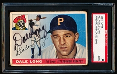 Autographed 1955 Topps Baseball- #127 Dale Long, Pirates- SGC Certified & Encapsulated