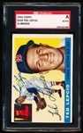 Autographed 1955 Topps Baseball- #128 Ted Lepcio, Red Sox- SGC Certified & Encapsulated