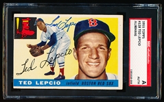 Autographed 1955 Topps Baseball- #128 Ted Lepcio, Red Sox- SGC Certified & Encapsulated