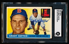Autographed 1955 Topps Baseball- #131 Grady Hatton, Boston Red Sox- SGC Certified & Encapsulated