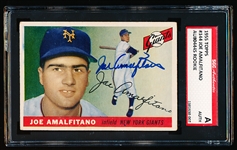 Autographed 1955 Topps Baseball- #144 Joe Amalfitano RC, Giants- SGC Certified & Encapsulated