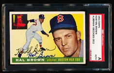 Autographed 1955 Topps Baseball- #148 Hal Brown, Red Sox- SGC Certified & Encapsulated
