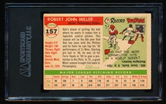Autographed 1955 Topps Baseball- #157 Bob Miller, Phillies- SGC Certified & Encapsulated