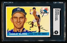 Autographed 1955 Topps Baseball- #188 Charlie Silvera, Yankees- SGC Certified & Encapsulated