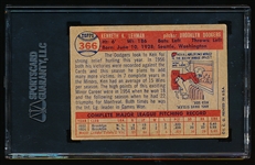 Autographed 1957 Topps Baseball- #366 Ken Lehman, Dodgers- SGC Certified & Encapsulated