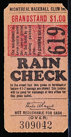 1940-50’s Montreal Baseball Club Grandstand Admission Ticket