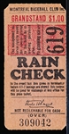 1940-50’s Montreal Baseball Club Grandstand Admission Ticket