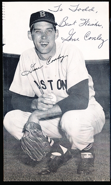Autographed Gene Conley J. D. McCarthy Boston Red Sox MLB B/W Postcard