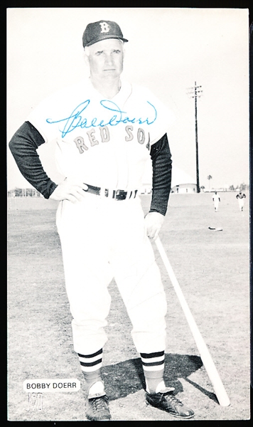 Autographed Bobby Doerr J. D. McCarthy Boston Red Sox MLB B/W Postcard
