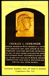 Autographed Charles Gehringer Baseball HOF Yellow Plaque Postcard