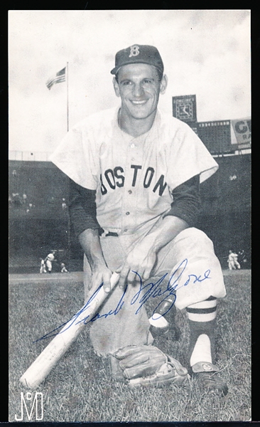 Autographed Frank Malzone J. D. McCarthy/Molinari’s Restaurant (Oneonta, N.Y.) Boston Red Sox MLB B/W Postcard
