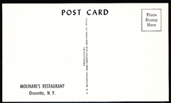 Autographed Frank Malzone J. D. McCarthy/Molinari’s Restaurant (Oneonta, N.Y.) Boston Red Sox MLB B/W Postcard