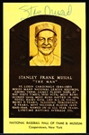 Autographed Stan Musial Baseball HOF Yellow Plaque Postcard
