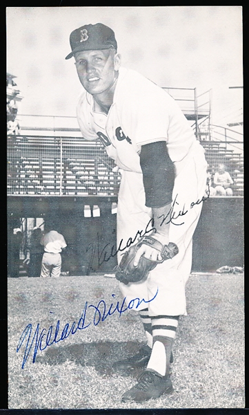 Autographed Willard Nixon J. D. McCarthy Boston Red Sox MLB B/W Postcard