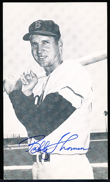 Autographed Bobby Thomson J. D. McCarthy Boston Red Sox MLB B/W Postcard