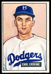 1951 Bowman Baseball Hi#- #260 Carl Erskine RC, Brooklyn