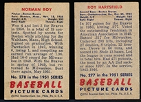 1951 Bowman Baseball Hi#’s- 2 Diff Boston Braves