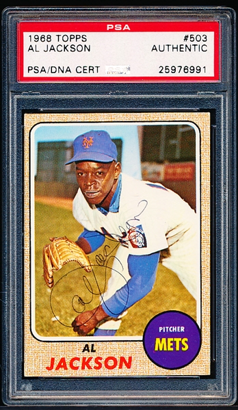 Autographed 1968 Topps Baseball- #503 Al Jackson, Mets- PSA/DNA Certified & Encapsulated