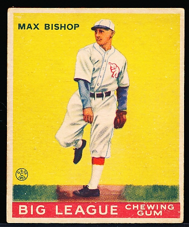 1933 Goudey Baseball- #61 Max Bishop, Phila A’s