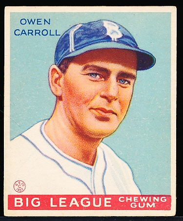 1933 Goudey Baseball- #72 Owen Carroll, Brooklyn