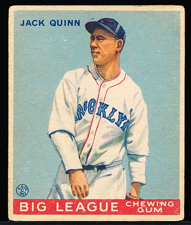 1933 Goudey Baseball- #78 Jack Quinn, Brooklyn Dodgers