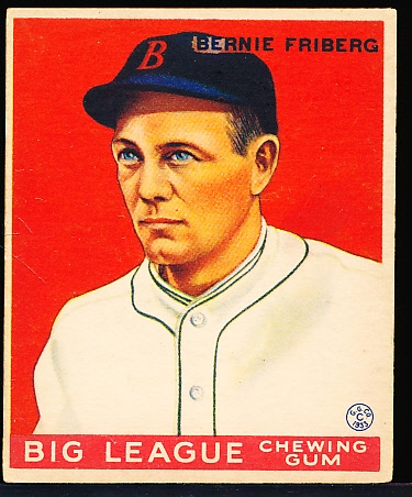 1933 Goudey Baseball- #105 Bernie Friberg, Boston Red Sox