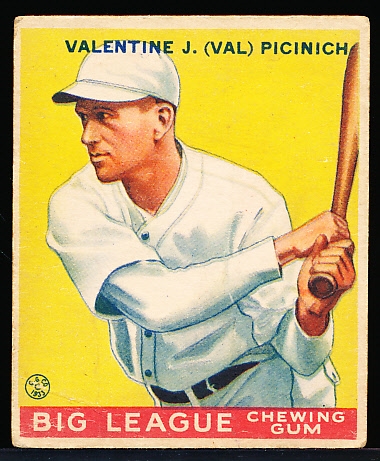 1933 Goudey Baseball- #118 Val Picinich, Brooklyn Dodgers