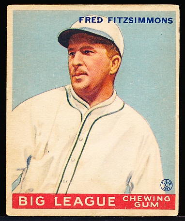 1933 Goudey Baseball- #130 Fred Fitzsimmons, Giants