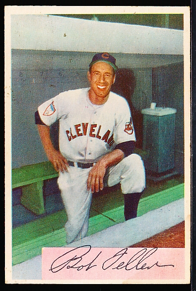 1954 Bowman Bb- #132 Bob Feller, Cleveland