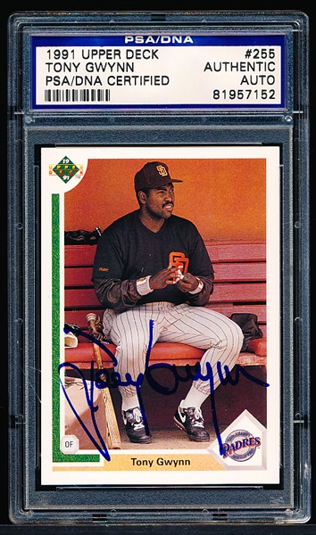 Autographed 1991 Upper Deck Baseball- #255 Tony Gwynn, Padres- PSA/ DNA Certified & Encapsulated