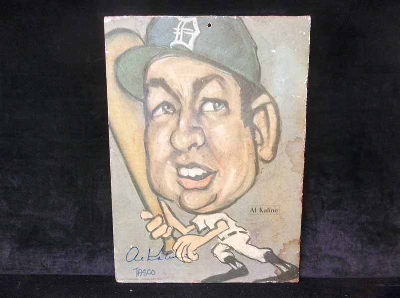 Autographed 1968 Tasco Assoc. Al Kaline 11-1/2” x 16” Poster Mounted/ Glued to Particle Board
