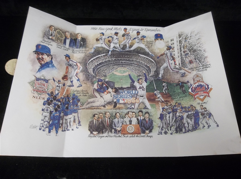 1987 New York Mets ’86 “A Year to Remember” 20” x 14” Fold-Open Litho Print by Artist Martin