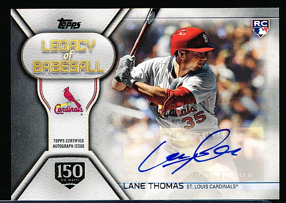2019 Topps Update Baseball- “Legacy of Baseball Autographs”- #LBA-LT Lane Thomas, Cardinals- #35/150