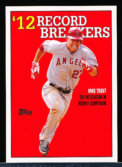 2017 Topps “Throwback Thursday- Series 22” Bsbl. #131 Mike Trout 1988 Record Breakers Style