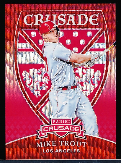 2018 Panini Crusade Bsbl. “Red Sparkle Prizm” #19 Mike Trout- #47/199!